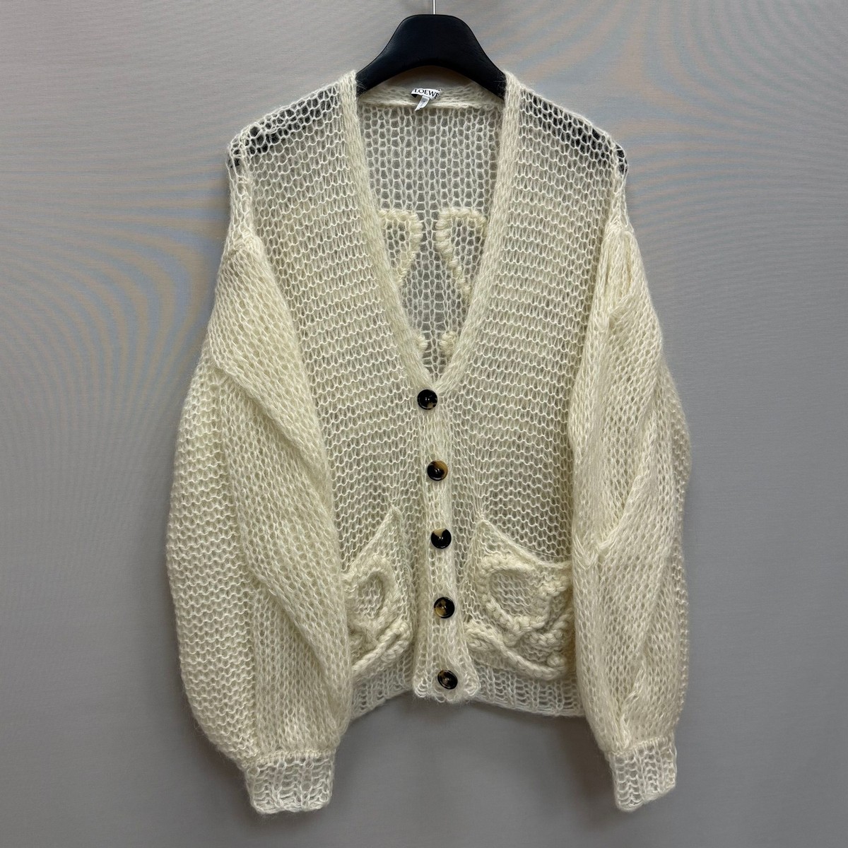 Loewe Mohair Blend Cardigan with Anagram Logo (Women's Oversized