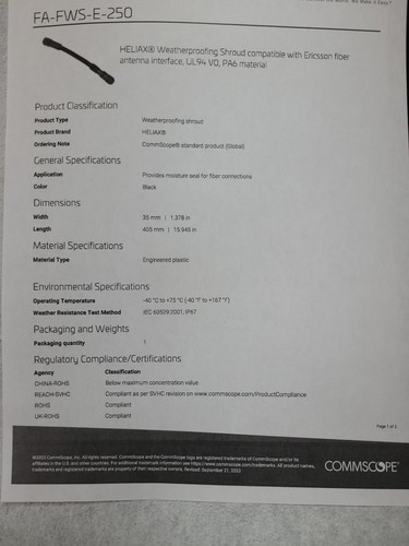 CommScope FA-FWS-E-250 Weatherproofing Shroud Fiber Antenna Interface- LOT OF 5 - Picture 5 of 6