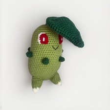Pok mon Crochet Chikorita Homemade Green Character Simple Design Handmade Craft