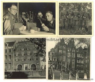 4x Orig. Foto Luftwaffe Soldaten in Kaserne AMSTERDAM Holland 1941 Kirche
