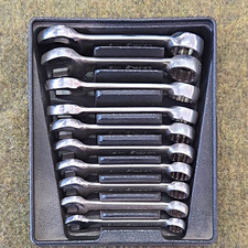 Snap-on Oexsm710b Metric Combination Wrench Set 10pc 10-19mm Chrome Stubby