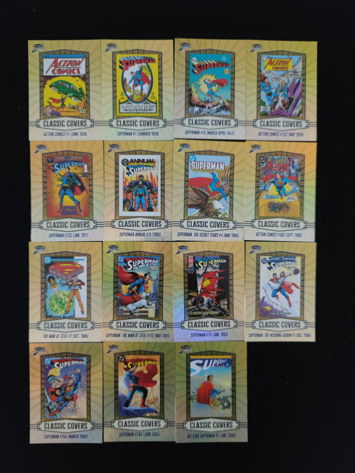 2025 UD Fleer Brilliants Superman Classic Covers Action Comics Full Set 1-15 N-E
