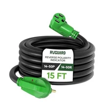  50 Amp RV/EV Extension Cord with Reverse Polarity Indicator, NEMA 14 15 Foot