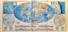 Carta geografica antica MAPPAMONDO PLANISFERO epoca coloniale 1937 Antique map