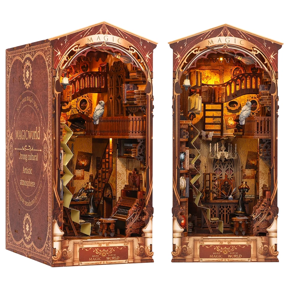 🔍 La Tana del Detective & Il Mondo Magico – Book Nook 3D Kit 💥Sped. Gratuita - Immagine 2 di 4