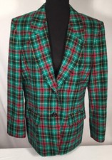 Vintage Pendleton Green Red Plaid Tartan 2 Pocket Jacket Blazer Wool Sz 12 EUC