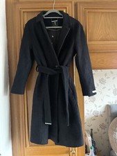 Ted Baker Black Wool Wrap Coat, Size 4 Thick Warm Winter Chelsyy Coat