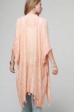 Peach Handkerchief Style Open Kimono Caftan Cover Up One Size 