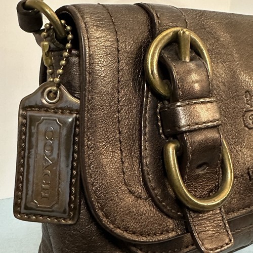 COACH Legacy Garcia Leather Wristlet Clutch Turn Lock Double Buckle Brown Bronze - Picture 7 of 21