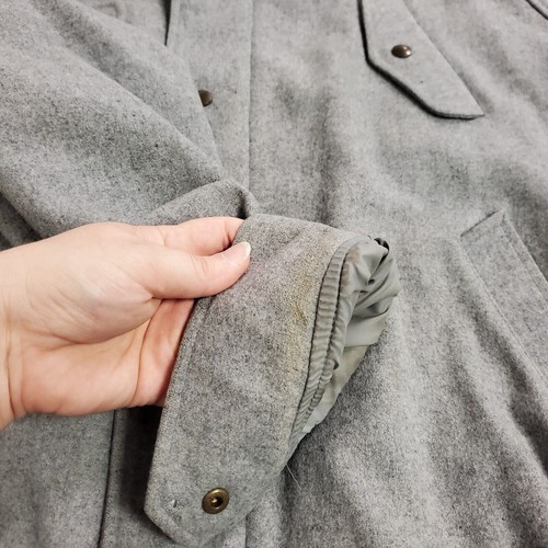 Vintage Pendleton Mens Wool Flight Bomber Jacket Size L Gray Workwear Utility - Picture 8 of 11