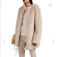 Helmut Lang Oatmeal Faux Fur Coat Oversized Beige Faux Fur Coat Size M Uk 10-12