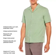 Gap Men's Short Sleeve Seersucker Vacay Shirt Size XL Granite Green Soft Cotton