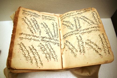 Antico manoscritto islamico Noto Nastaliq urdu copertina morbida libro dipinto a mano raro" - Foto 1 di 12