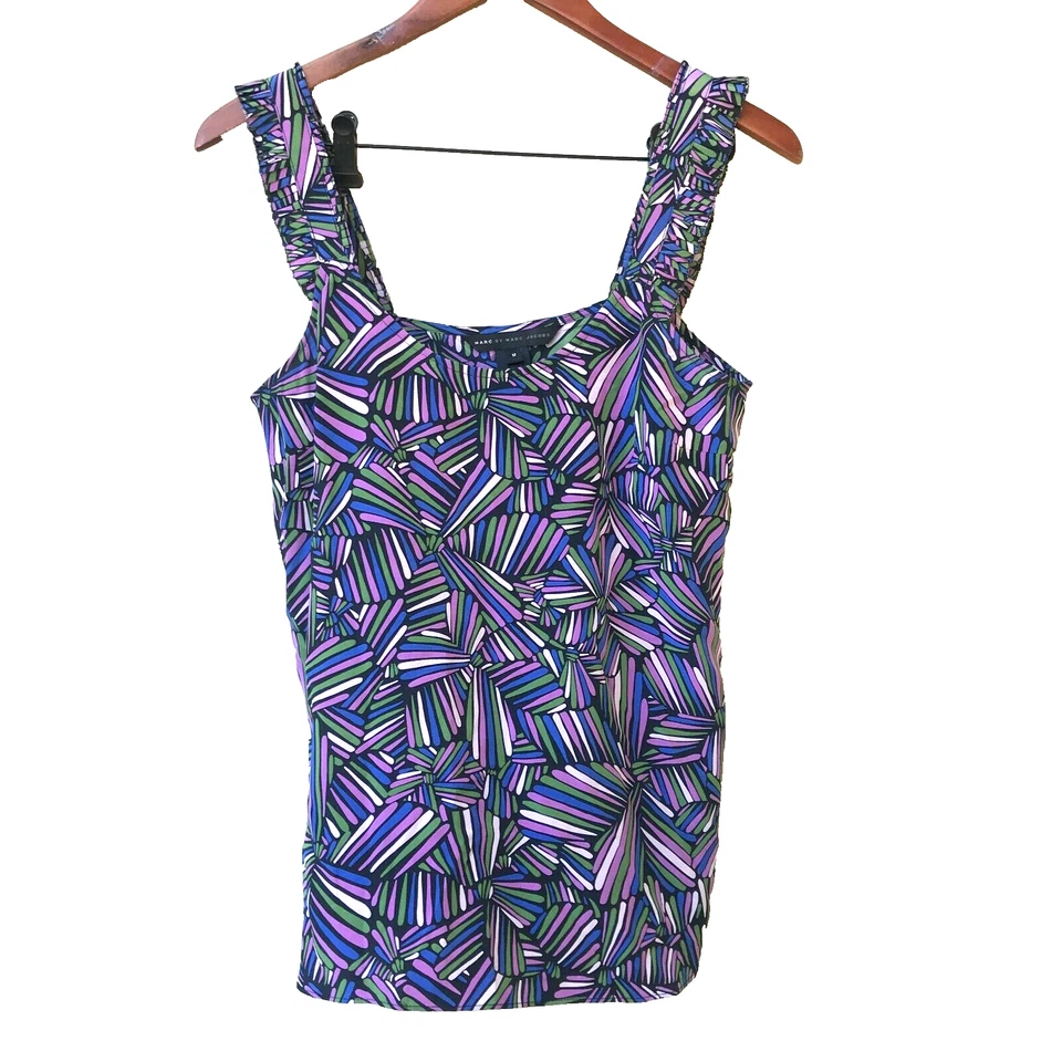 Correas plisadas Marc by Marc Jacobs púrpura estampado geométrico Arielle 100 % seda Foto 2 de 4