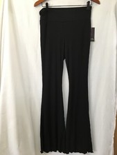 No Boundaries Women's Juniors Ribbed Flare Lettuce Hem Pants many sizes Black