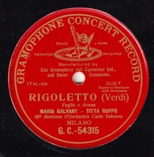 Galvany; Ruffo. Verdi (Rigoletto - Veglia o donna). GCR 54315 (10"). EX++