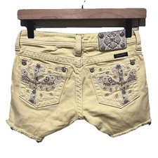 Miss Me Girls Denim Shorts Yellow Size 14