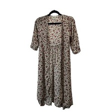 Joyfolie Mia Joy Cream Wine Green Floral Open Front Kimono Top Girls Youth Sz 5