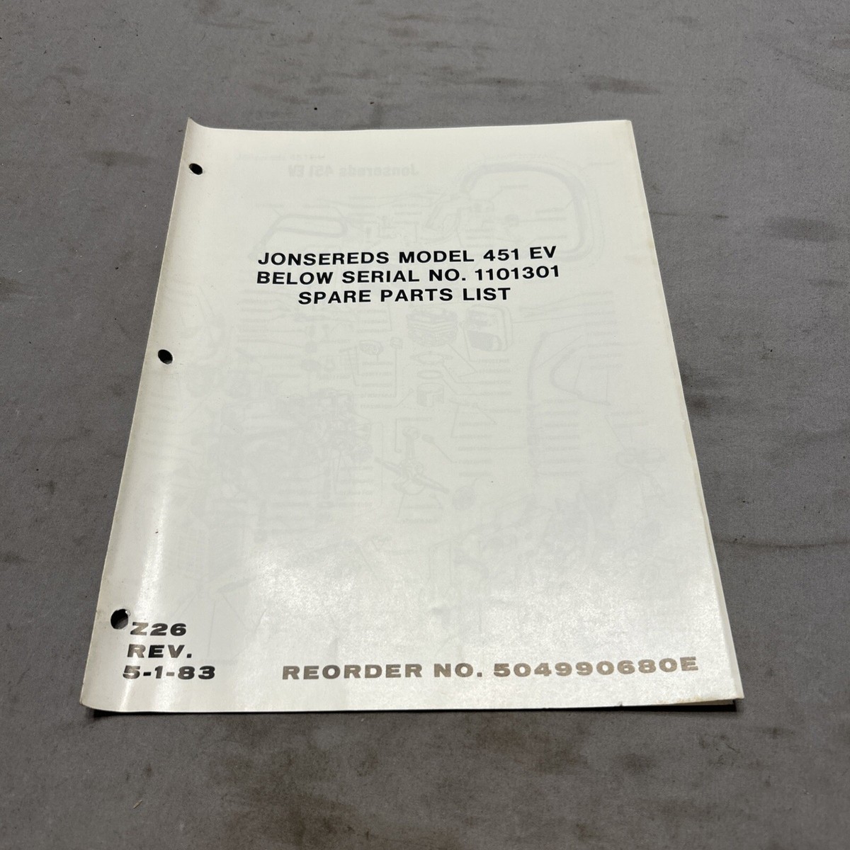 JONSERED 451EV SPARE PARTS LIST | eBay