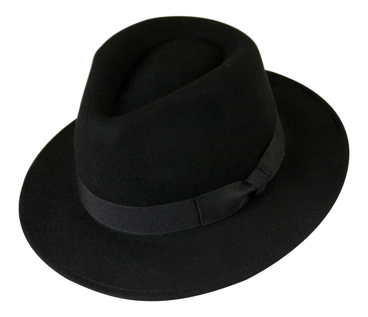 Gamble & Gunn Sombrero Fedora Lana Fieltro Negro Estilo Vintage Clásico