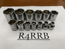 Snap-on Tools USA NEW 13 Piece 3/8" Drive SAE 6PT Shallow Socket Lot Set 1/4"-1"