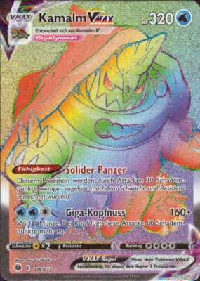 Kamalm VMax 075/073 Hyper Pokemon Karte Rainbow HoloNM Deutsch Kamalm VMax 075/073 Hyper Pokemon Karte Rainbow HoloNM Deutsch