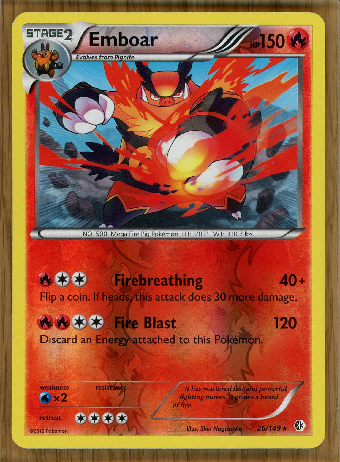 Emboar - 26/149 ~ Rare Reverse Holo ~ BW - Boundaries Crossed ~ NM/Mint!!!
