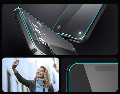 2x Ochrona wyświetlacza do iPhone 15 Pro Max Spigen Szkło ochronne Hartowane szkło - Zdjęcie 8 z 11