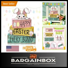 Rustic Easter Table Decor - 4-Piece Wooden Bunny and Block Decoration Set