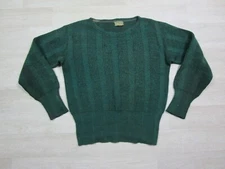 Vintage 1940s J.C. Penney Co. Inc. Sportwear Green Knit Sweater Thick Cuffs (42)