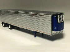 CHROME  & BLUE SPREAD AXLE DCP 1/64 53' UTILITY TRAILER W/ CARRIER REEFER