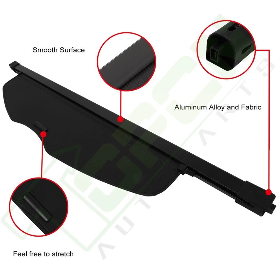 Black Rear Cargo Security Trunk Cover Retractable Fits 2007-2013 Fits Acura MDX Foto 3 de 4