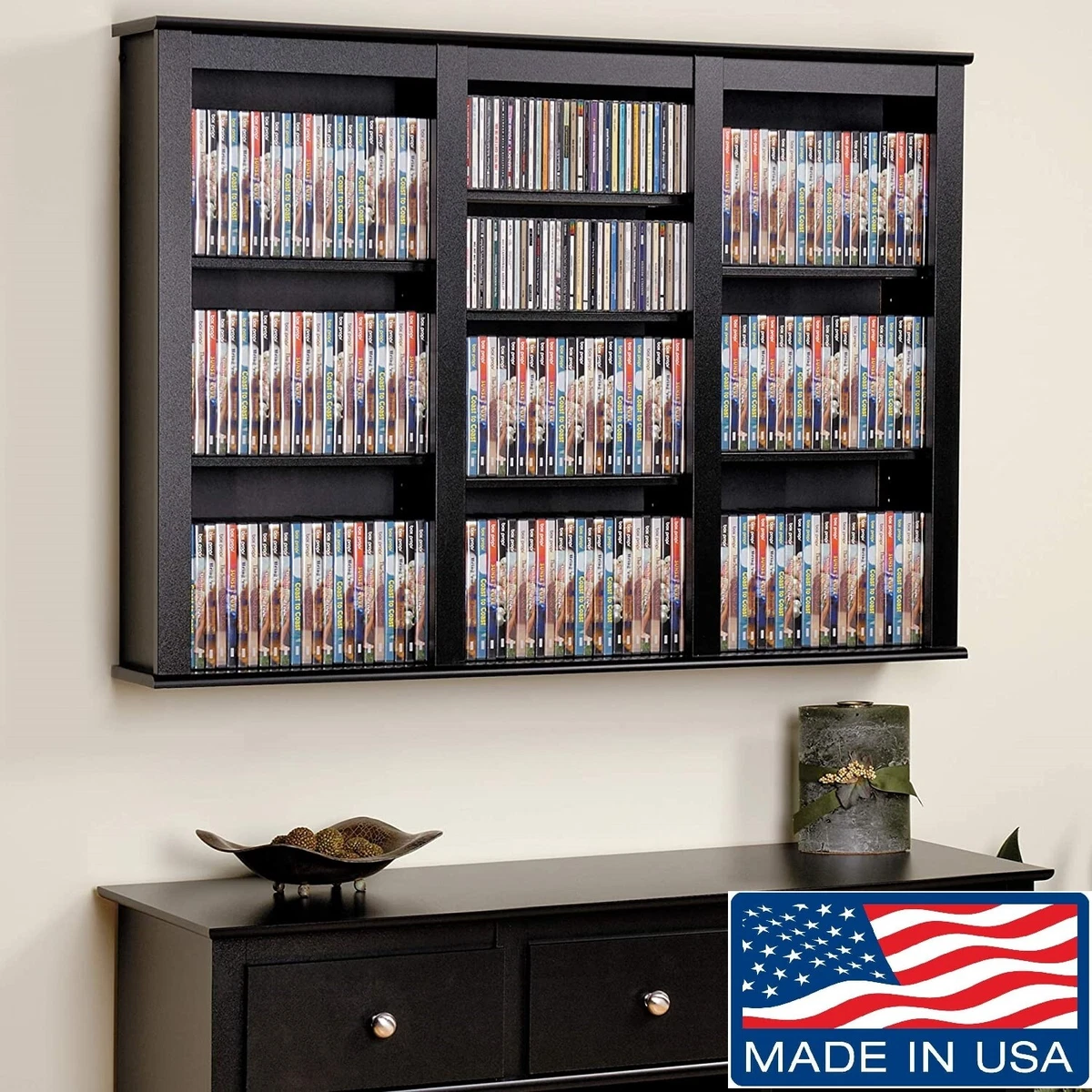 Media Storage Cabinet Wall Mounted DVD CD Rack Shelf Unit Adjustable Shelves  New | eBay