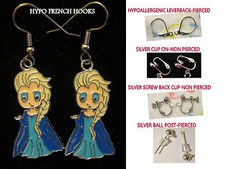 Elsa Earrings / Necklace CHOICE Hypoallergenic or Clip On