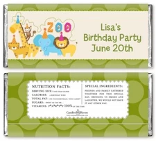 Zoo Personalized Birthday Party Candy Bar Wrappers - Candy Favor