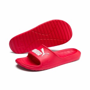 puma red and black slippers