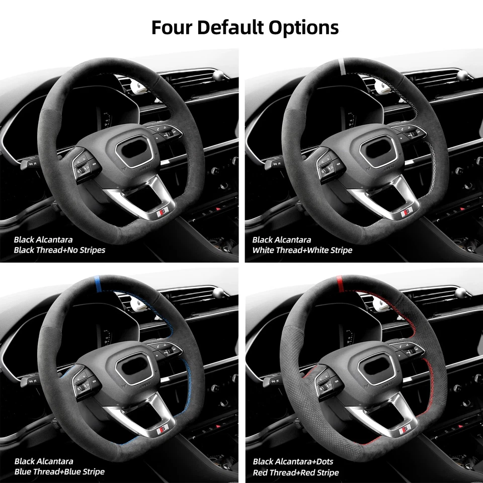 Cubierta de volante Alcantara cosida a mano para Audi Q3 Q5 SQ5 Sportback Q7 SQ7 Foto 4 de 4