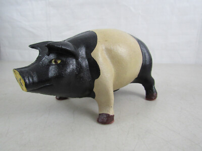 Vintage Style Cast Iron Pig Coin Bank, Approximately 7 1/8