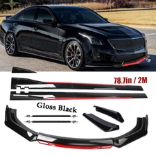 Gloss Black Strut Rod Front Bumper Lip Spoiler Splitter For Cadillac CTS ATS