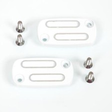 Paire couvercle de maître cylindre alu blanc pour scooter Peugeot 50 Vivacity