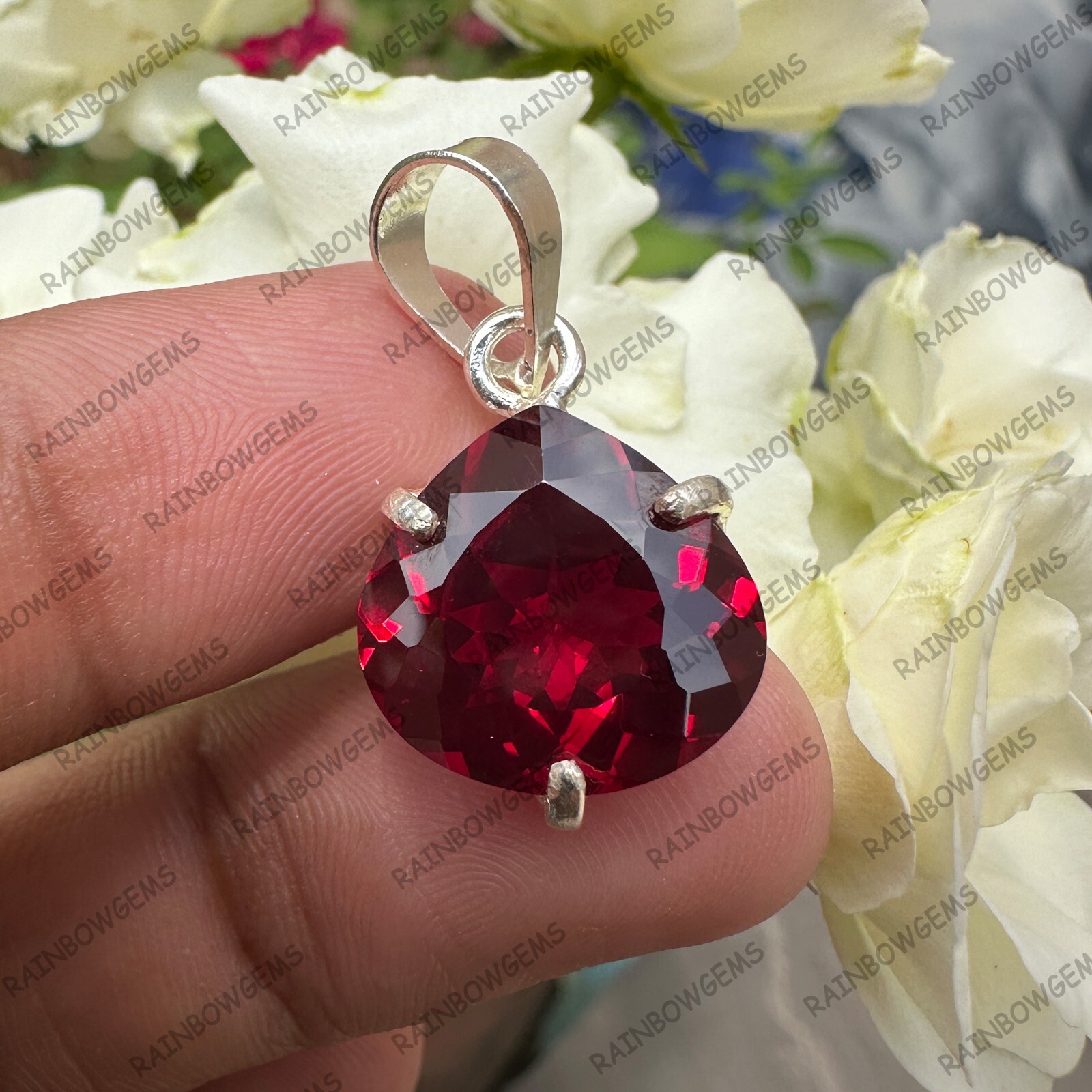 18.90 CT Natural  Ruby Gemstone Pendant 925 Sterling Silver Handmade Jewellery