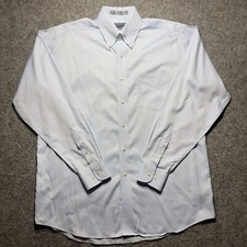 Forsyth Men Dress Shirt 15.5 Blue Long Sleeves Button Down Wrinkle Free