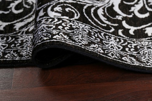 BLACK/ SILVER Abstract Versace Design Area Rug Hand-knotted Wool Silk Carpet 4x6 - Picture 11 of 12