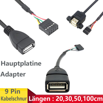 USB Kabel Adapter 5pin 9pin Mainboard Header Buchse auf USB 2.0 Buchse