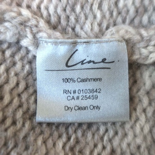 Line Cashmere Cardigan Taupe Size Extra Small Open-Front Sweater - Picture 7 of 7