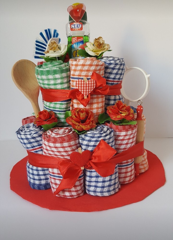 Geschenk Torte Aus Geschirrtücher Zum Einzug Erste Wohnung Geburtstag Hochzeit
