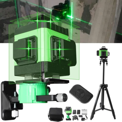 Laser Level 16 Line Green Self Leveling 4D 360° Cross Measure Tool Kit & Tripod