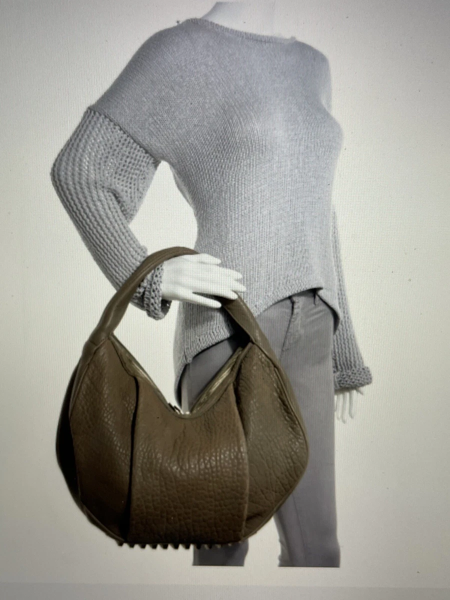 Alexander Wang Morgan Espresso Croc Embossed Suede Hobo Bag Large New | eBay