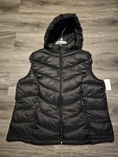 Ladies Charter Club Black Puffer Vest With Hood Size 0x