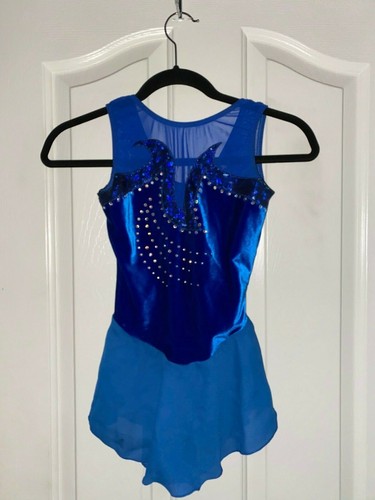 Hermoso Azul Zafiro tachonado vestido de competencia de patinaje (niñas) |  eBay